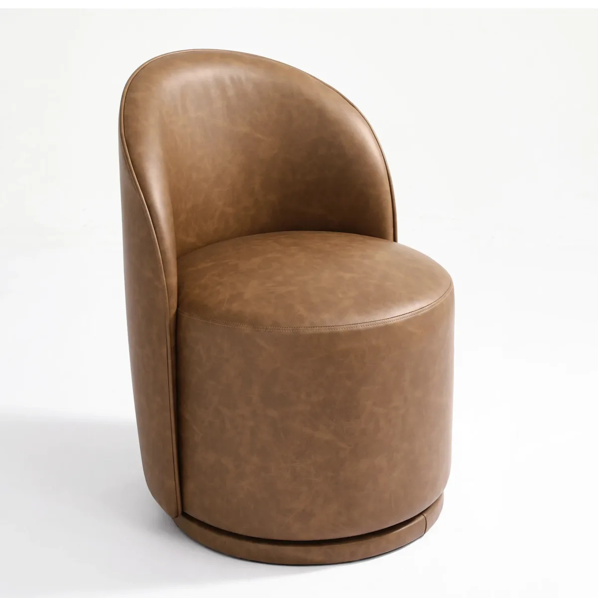 Integrated Barrel Armless Swivel Fabric Dining Chair - Image 3
