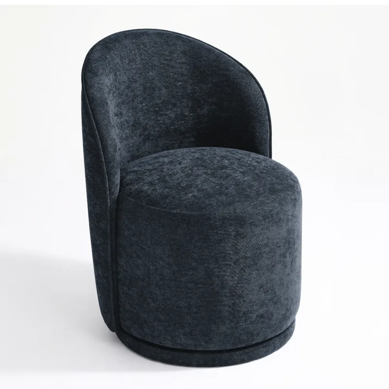 Integrated Barrel Armless Swivel Fabric Dining Chair - Image 7