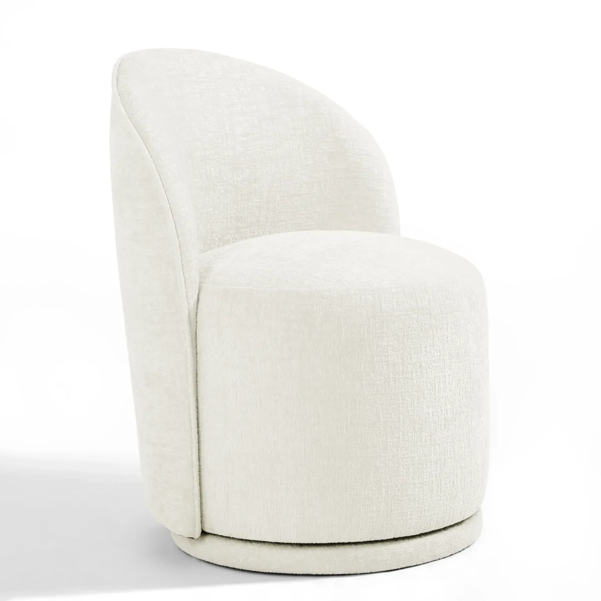 Integrated Barrel Armless Swivel Fabric Dining Chair - Image 4