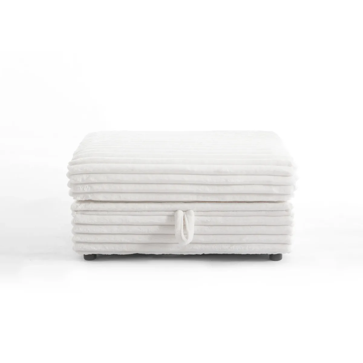 Ermia Modern Upholstered Faux Fur Square Storage Ottoman - Image 1