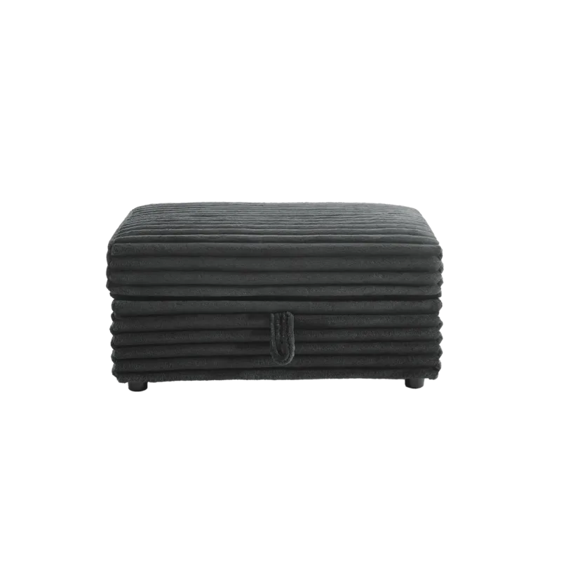 Ermia Modern Upholstered Faux Fur Square Storage Ottoman - Image 3