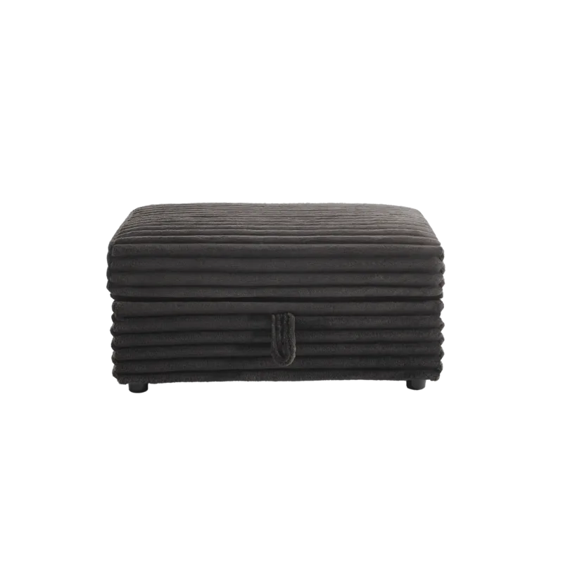 Ermia Modern Upholstered Faux Fur Square Storage Ottoman - Image 4