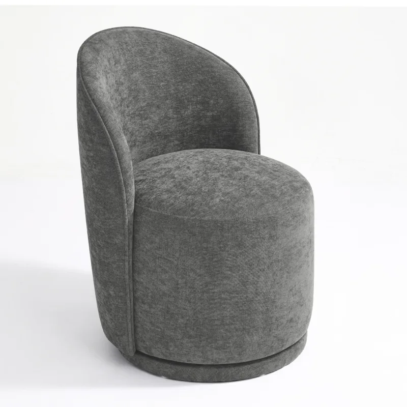 Integrated Barrel Armless Swivel Fabric Dining Chair - Image 6