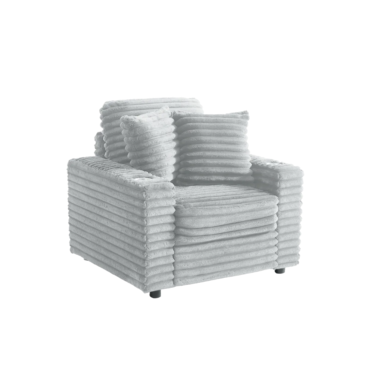 Ermia Modern Faux Fur Accent Chair with Cup Holder and Two Pillows - Image 2