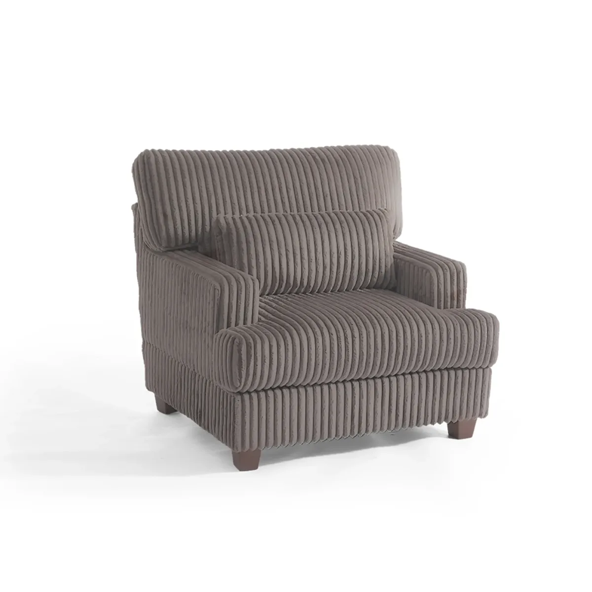 Ermia Modern Faux Fur Chaise Lounge Chair with Movable Ottoman and Pillow - Image 2
