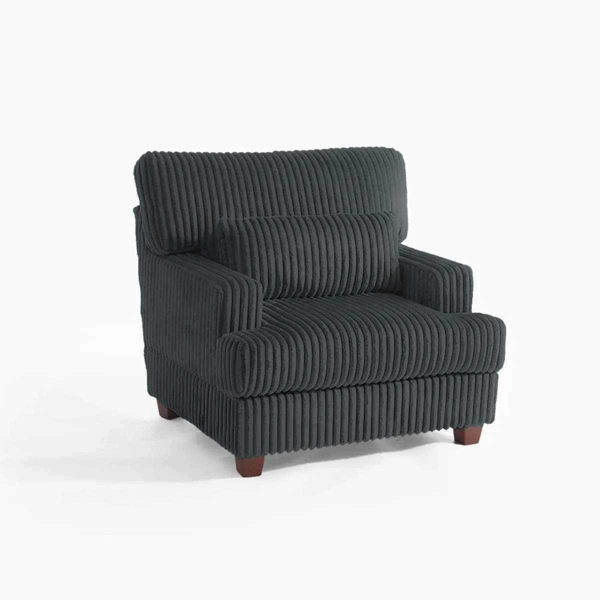 Ermia Modern Faux Fur Chaise Lounge Chair with Movable Ottoman and Pillow - Image 3