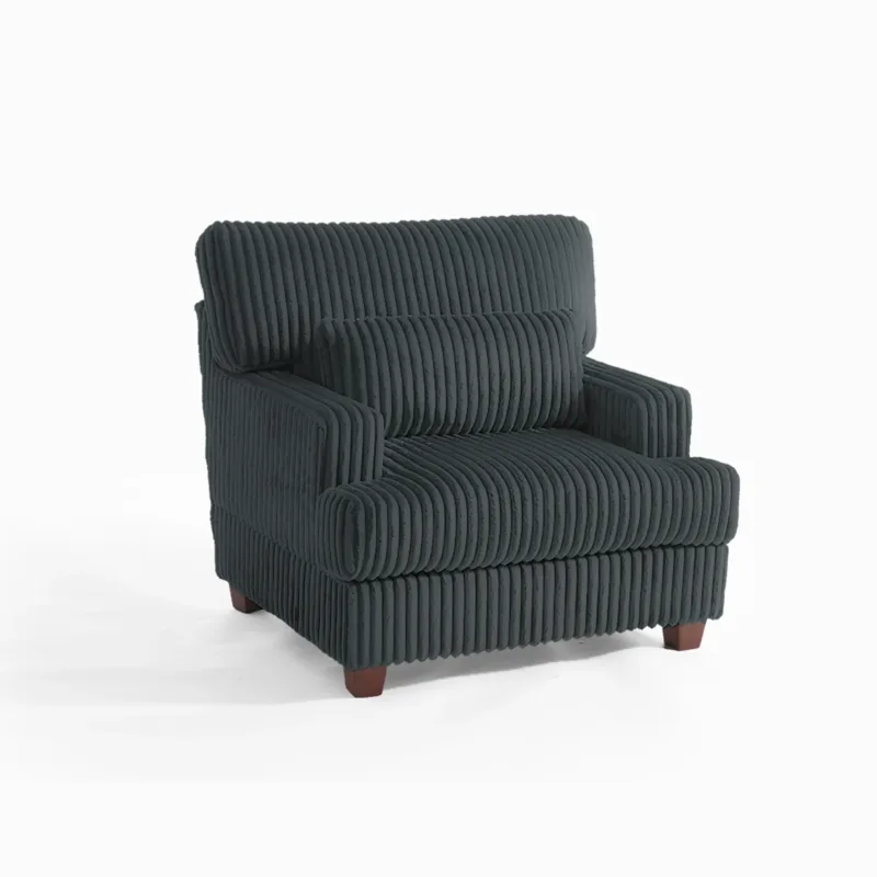 Ermia Modern Faux Fur Chaise Lounge Chair with Movable Ottoman and Pillow - Image 3