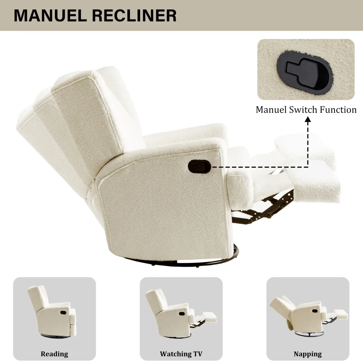 Upholstered Swivel Reclining - Image 9