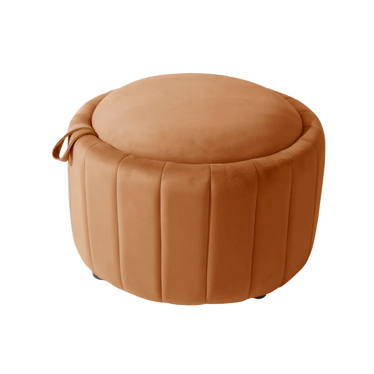 Savinien Upholstered Velvet Round Storage Ottoman with Flip-Top Tray - Image 7