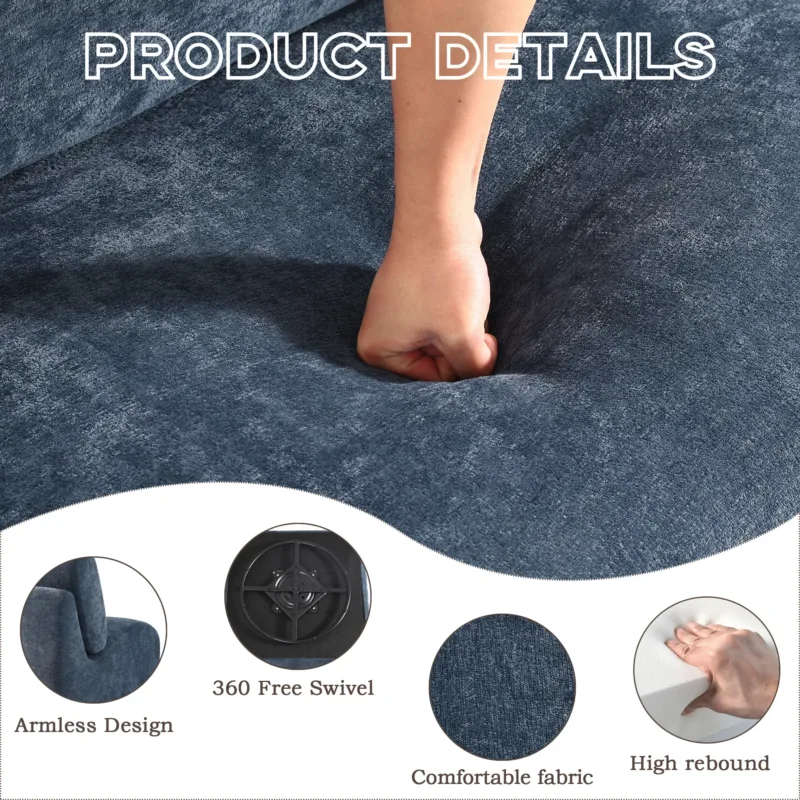 360 Swivel Upholstered Armless Leisure Chair - Image 9
