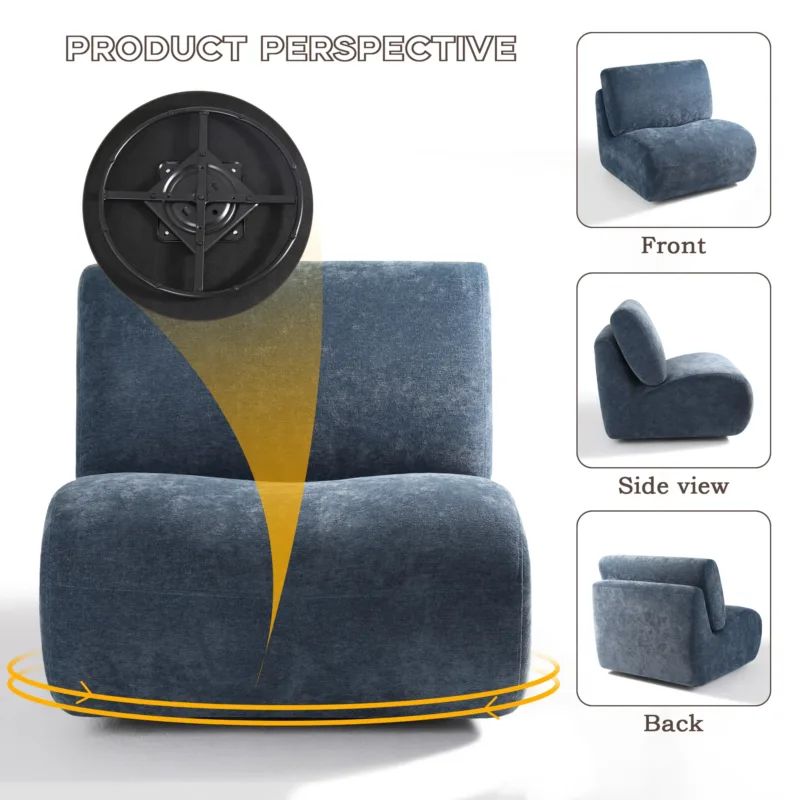 360 Swivel Upholstered Armless Leisure Chair - Image 7