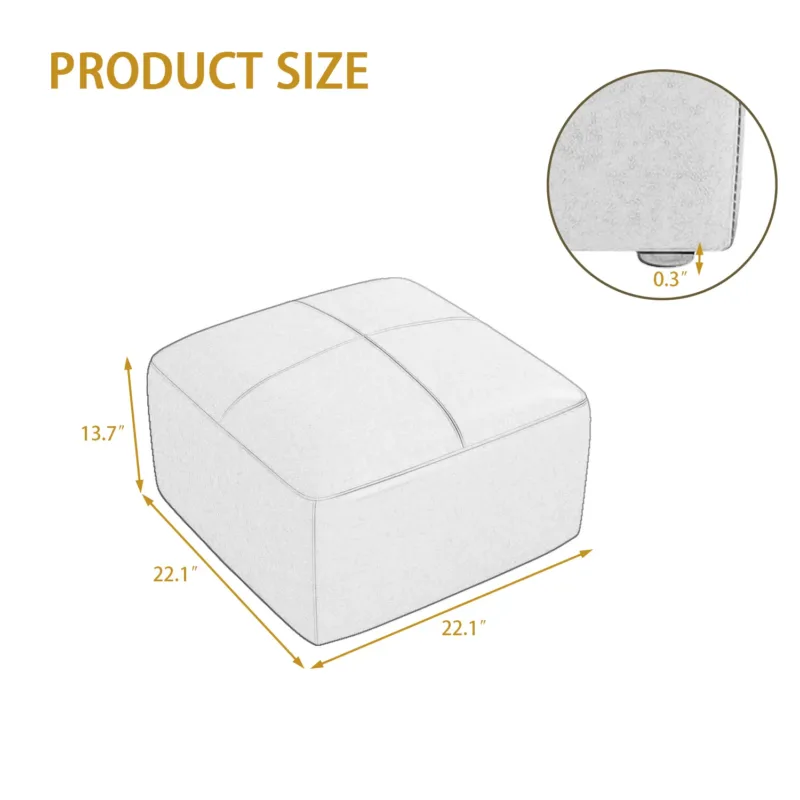 Hustle Square Top-Grain Genuine Leather Ottoman (Set of 2) - Image 7