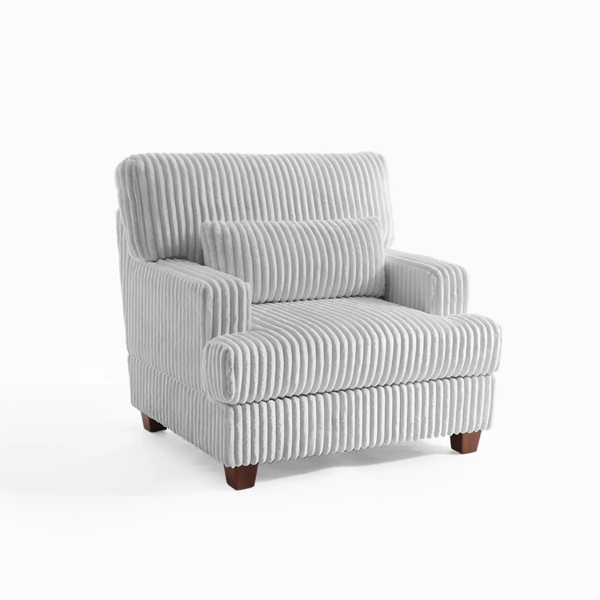Ermia Modern Faux Fur Chaise Lounge Chair with Movable Ottoman and Pillow - Image 1