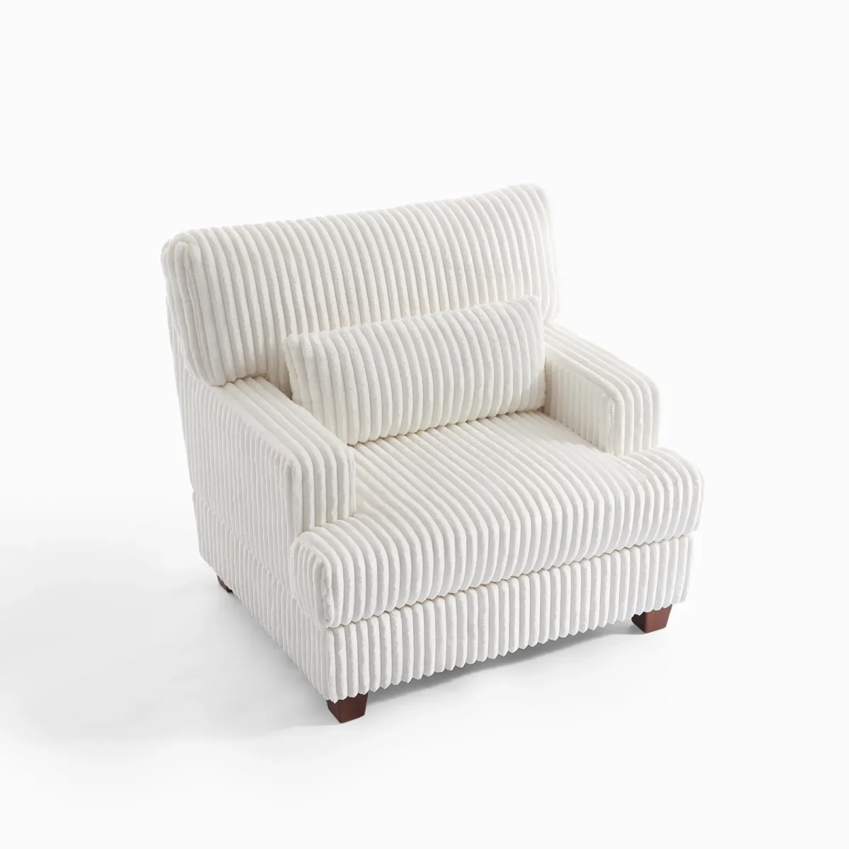 Ermia Modern Faux Fur Chaise Lounge Chair with Movable Ottoman and Pillow - Image 4