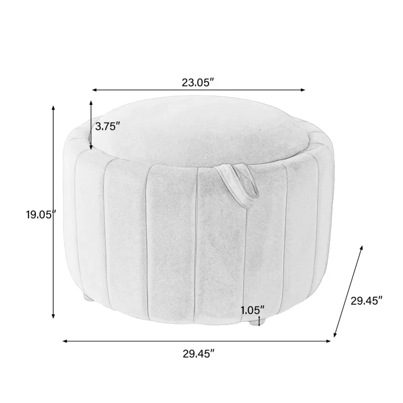 Savinien Upholstered Velvet Round Storage Ottoman with Flip-Top Tray (Set of 2) - Image 8