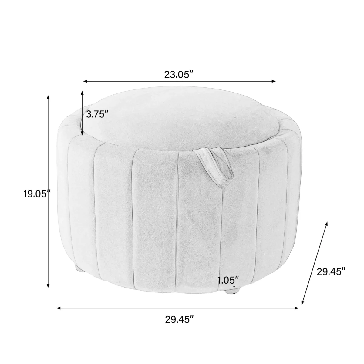 Savinien Upholstered Velvet Round Storage Ottoman with Flip-Top Tray (Set of 2) - Image 8