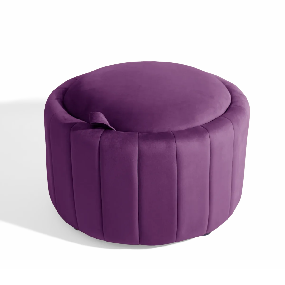 Savinien Upholstered Velvet Round Storage Ottoman with Flip-Top Tray - Image 6