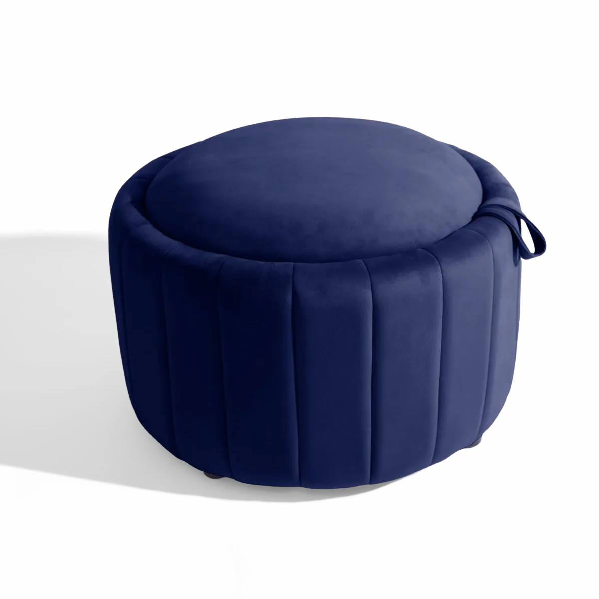 Savinien Upholstered Velvet Round Storage Ottoman with Flip-Top Tray - Image 5
