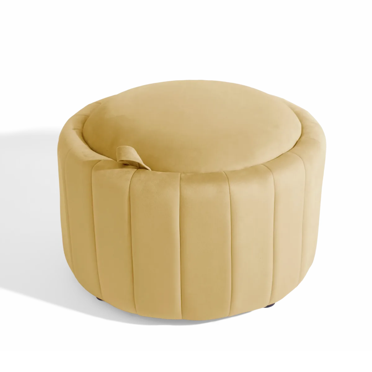 Savinien Upholstered Velvet Round Storage Ottoman with Flip-Top Tray - Image 3