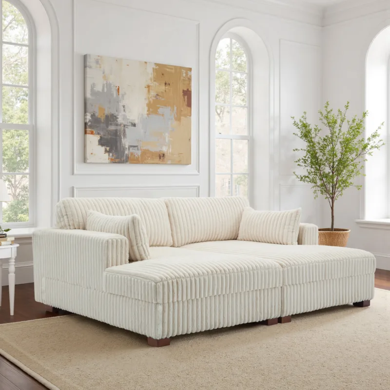 Sondera 82.6" Modular Corduroy Chaise Lounge Sofa - Image 17