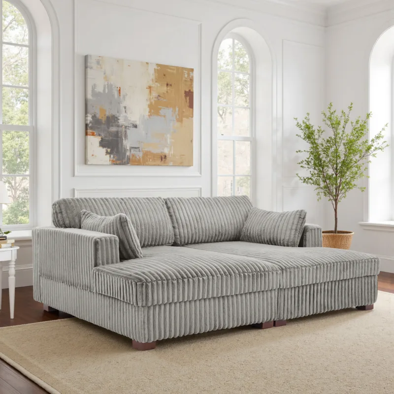 Sondera 82.6" Modular Corduroy Chaise Lounge Sofa - Image 16