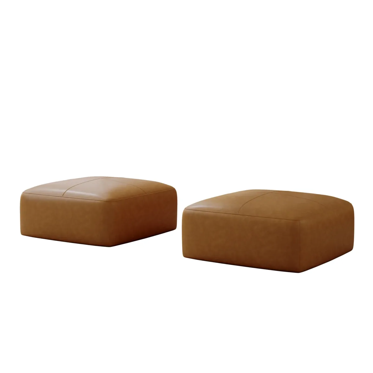 Hustle Square Top-Grain Genuine Leather Ottoman (Set of 2) - Image 3