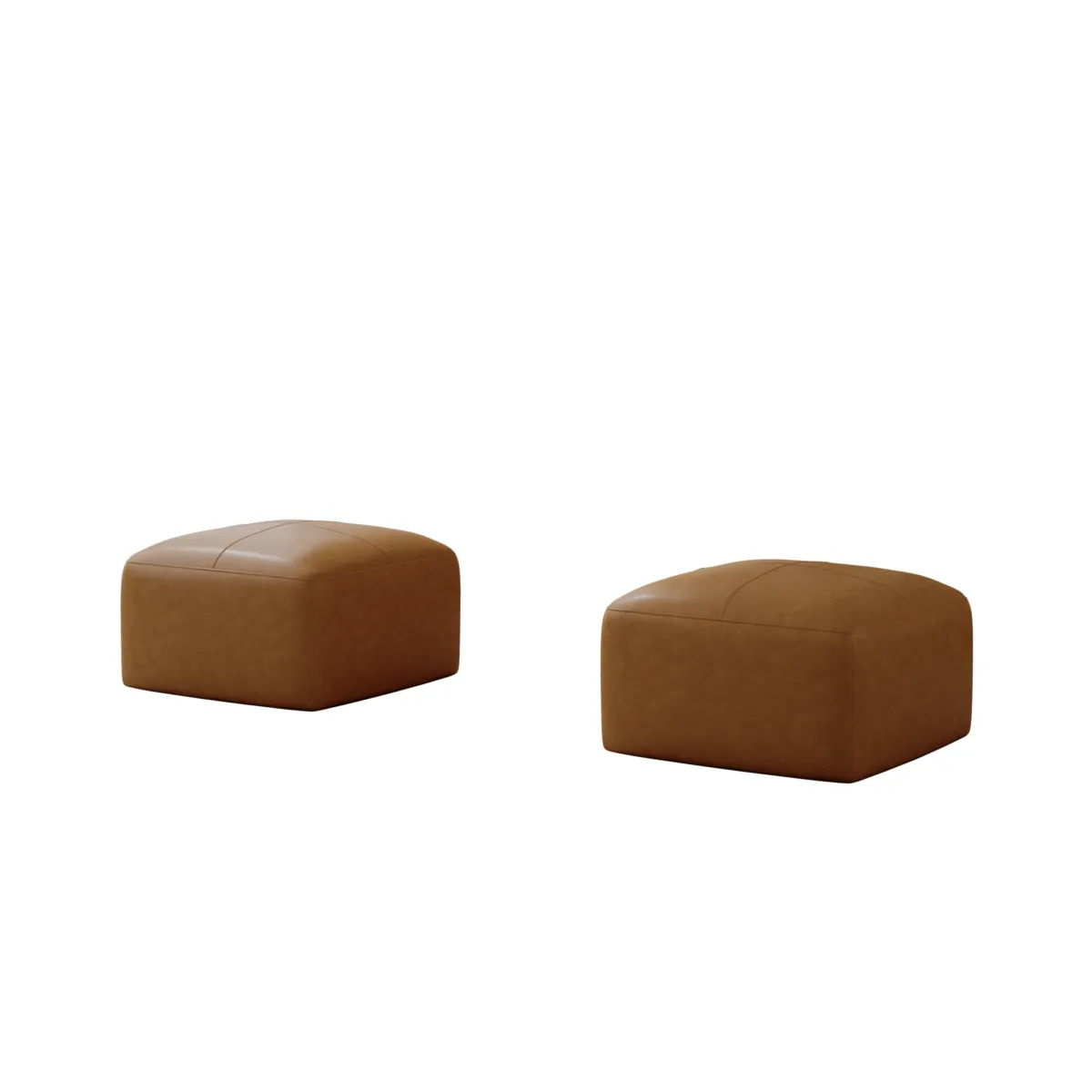 Hustle Square Top-Grain Genuine Leather Ottoman (Set of 2) - Image 1