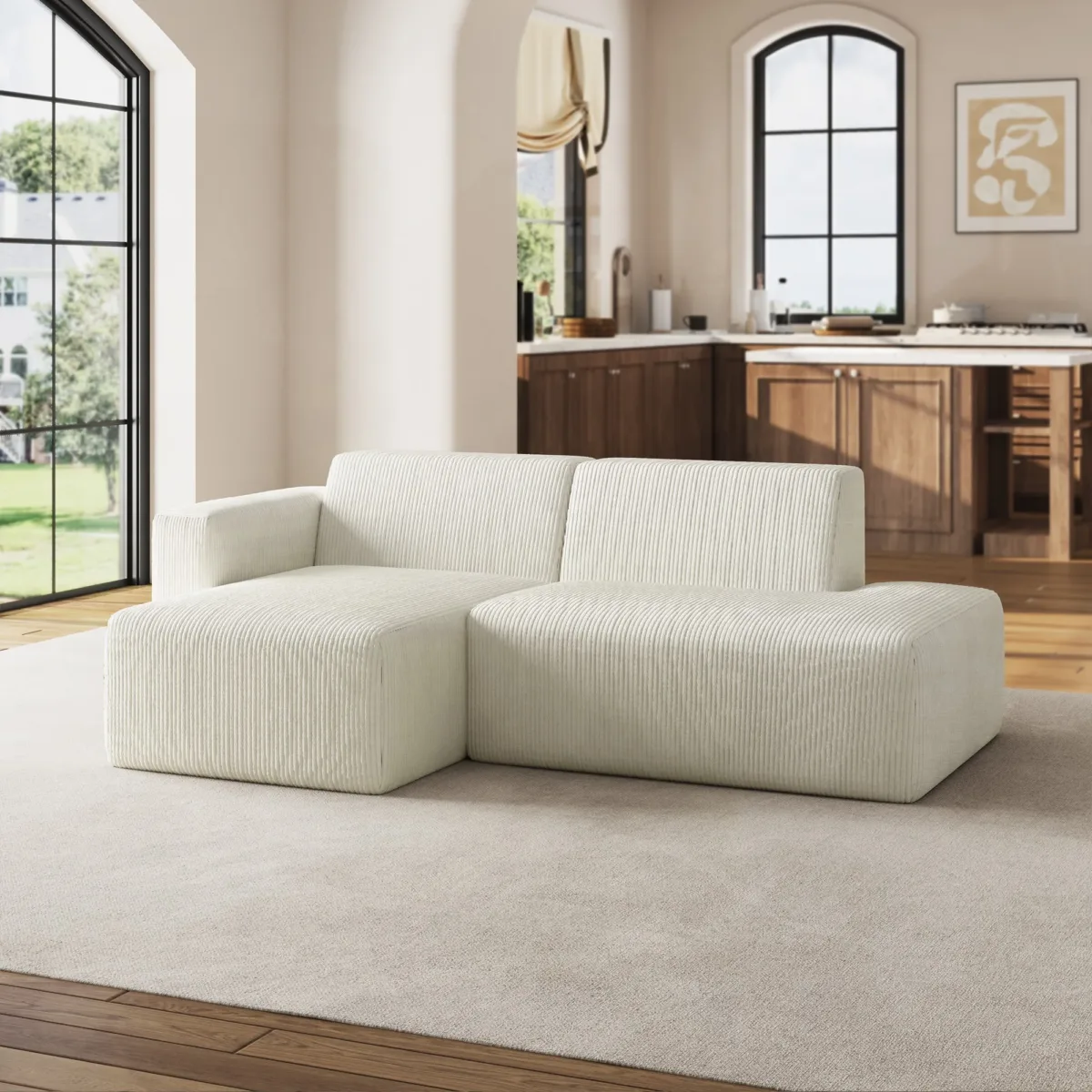 Camelle 2-Piece Corduroy Sectional Sofa with Right Chaise - Image 8