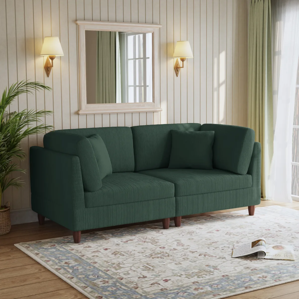 Renko 81.8" Modular Corduroy Sofa with Pillows - Image 7