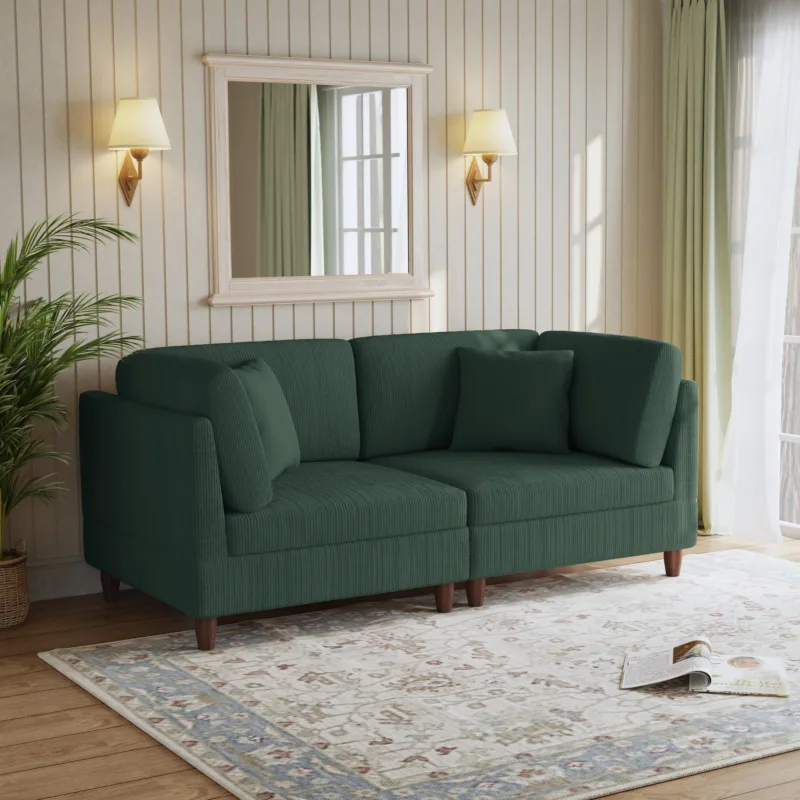 Renko 81.8" Modular Corduroy Sofa with Pillows - Image 7