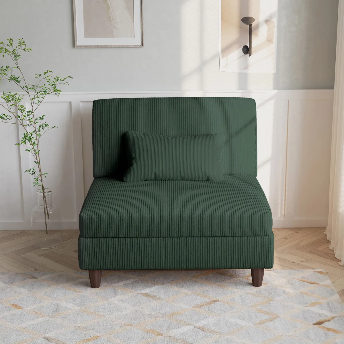 Renko Modular Corduroy Armless Chair with Pillow - Image 8