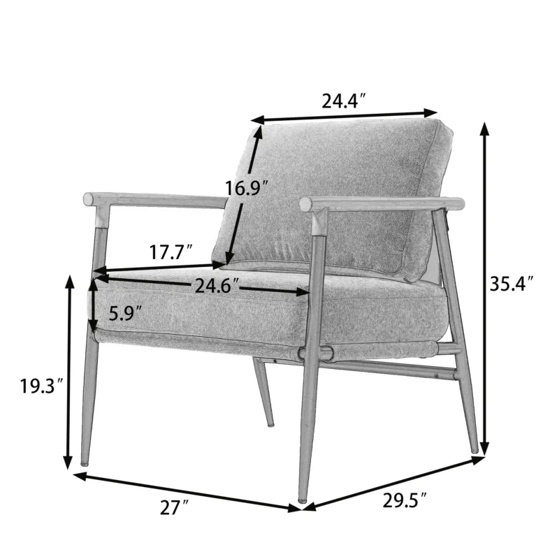 Dajauna Midcentury Modern Upholstered Metal Frame Arm Accent Chair - Image 6