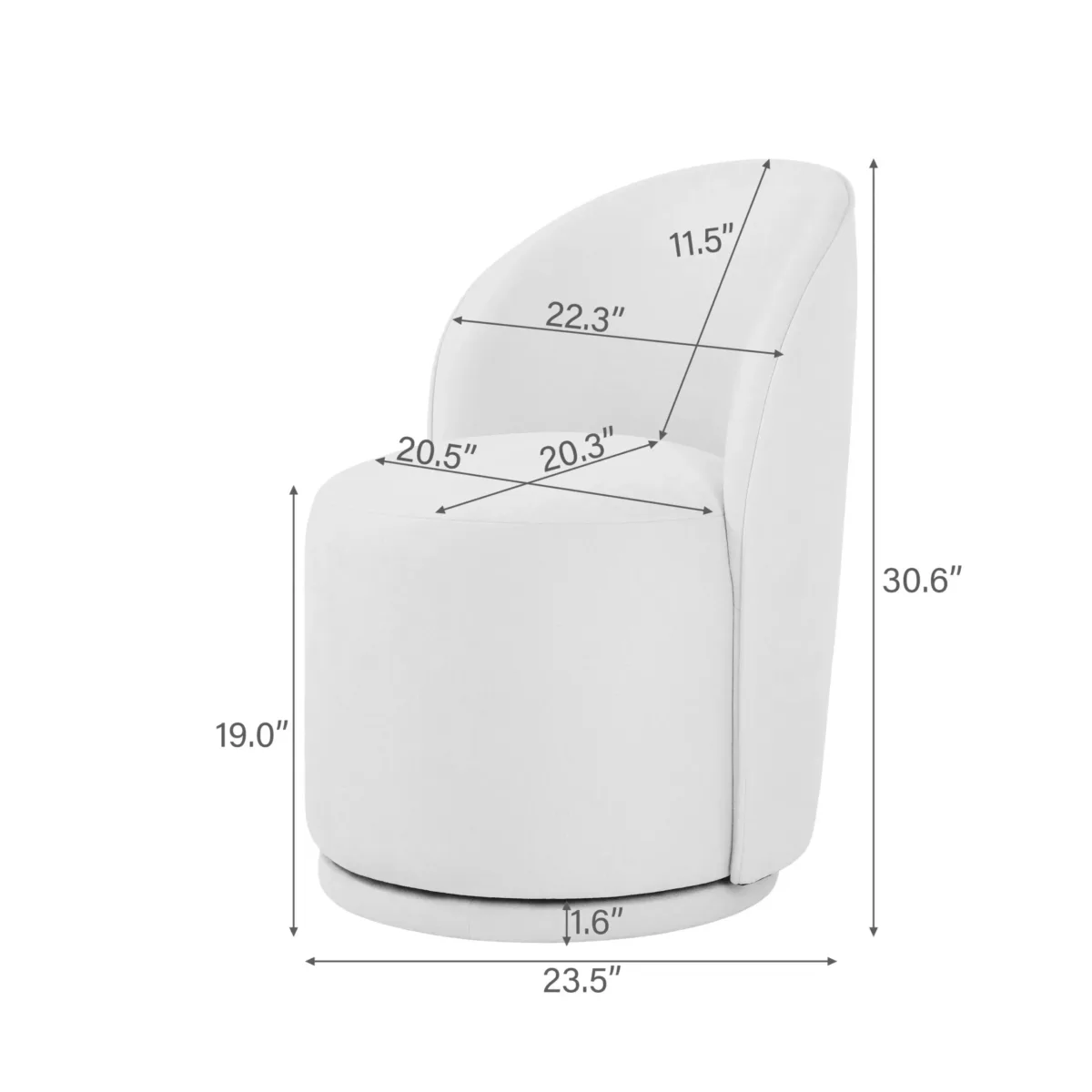 Integrated Barrel Armless Swivel Fabric Dining Chair - Image 8