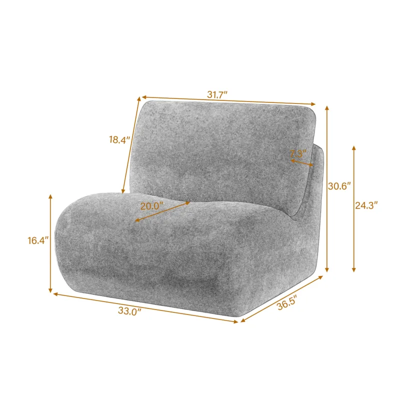 360 Swivel Upholstered Armless Leisure Chair - Image 6
