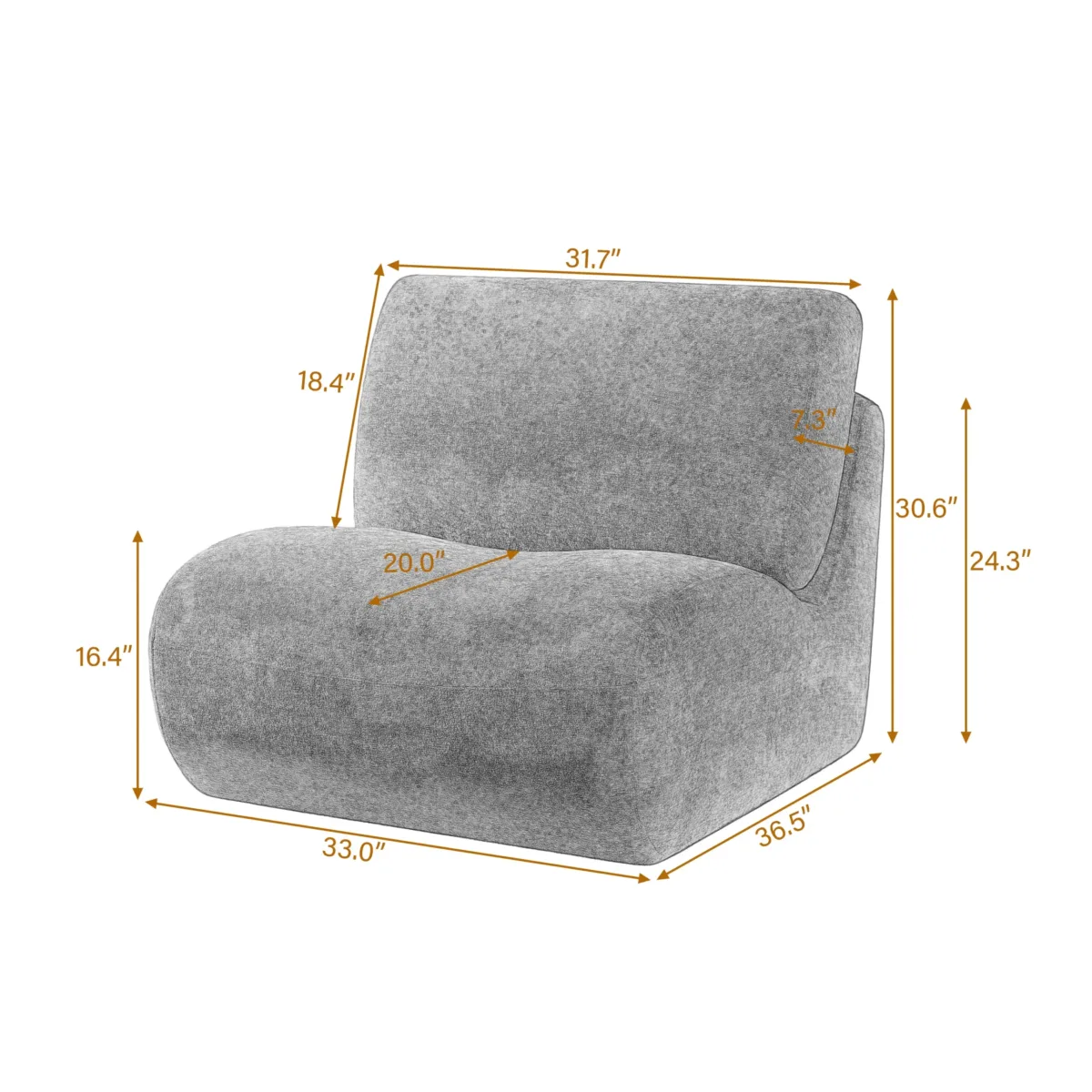 360 Swivel Upholstered Armless Leisure Chair - Image 6