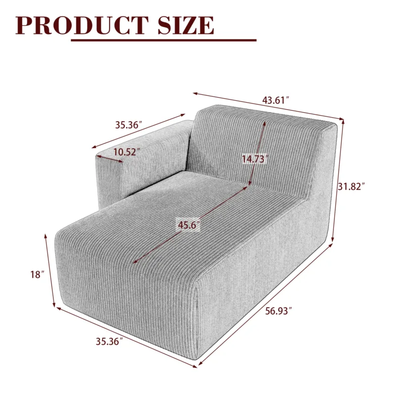 Camelle Right Arm Facing Corduroy Chaise Lounge - Image 4
