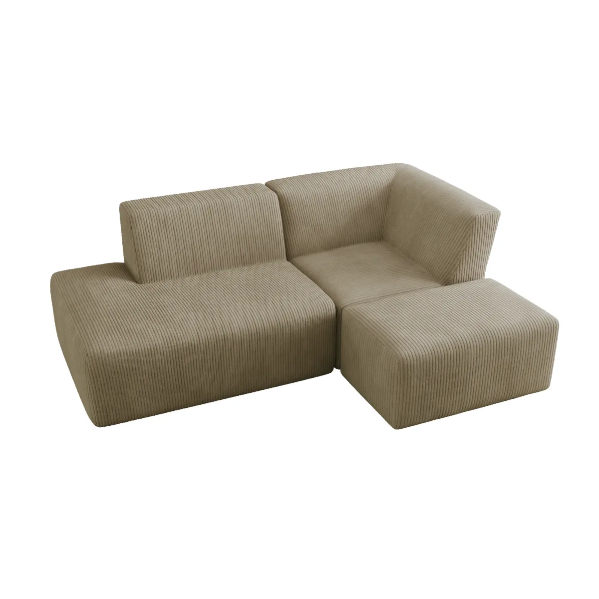 Camelle 3-Piece Corduroy Sectional Sofa with Right Chaise Module - Image 2