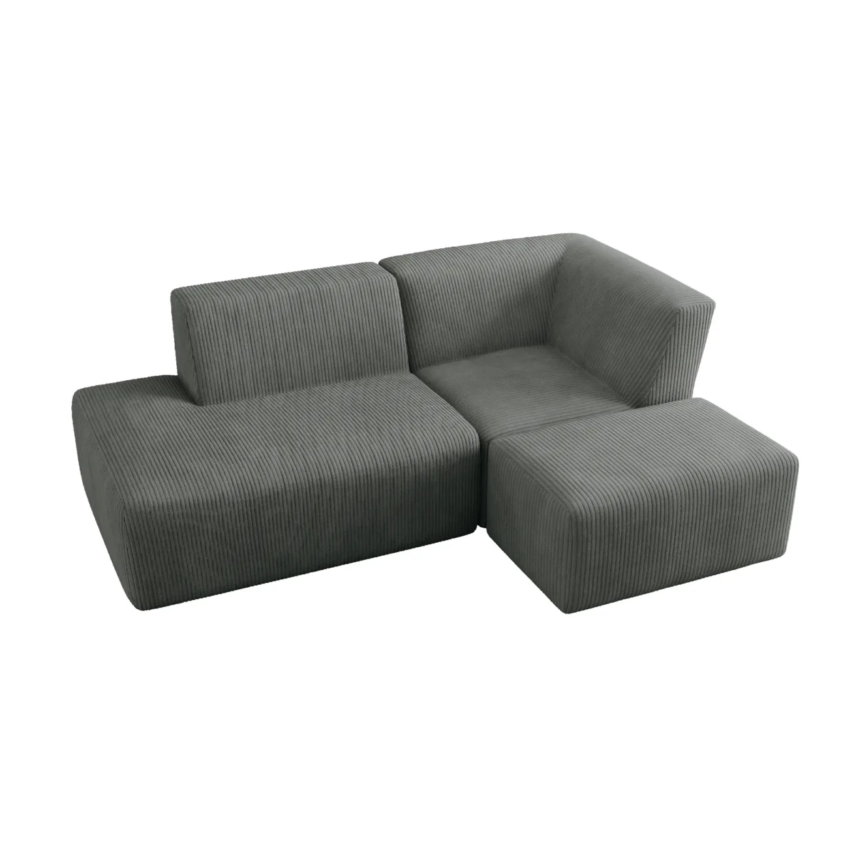 Camelle 3-Piece Corduroy Sectional Sofa with Right Chaise Module - Image 3