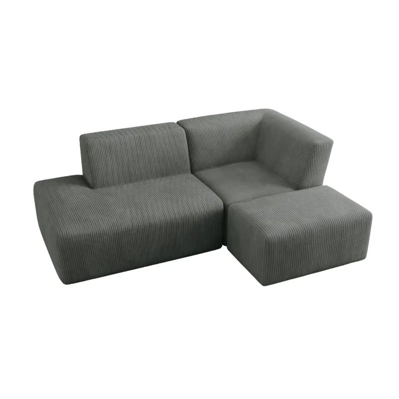 Camelle 3-Piece Corduroy Sectional Sofa with Right Chaise Module - Image 3