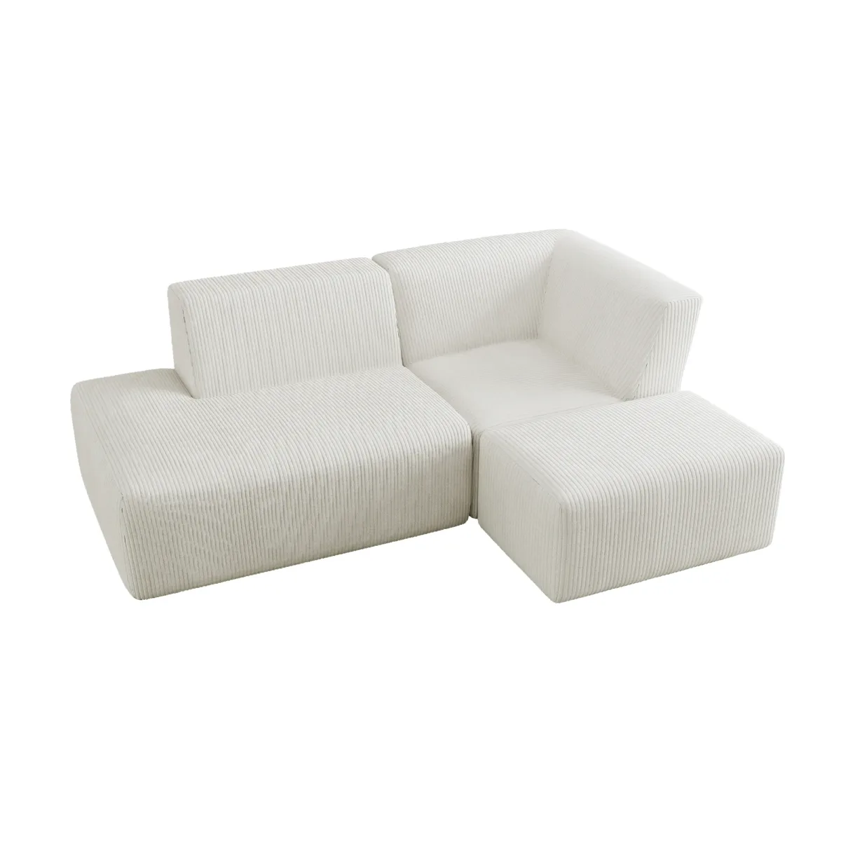 Camelle 3-Piece Corduroy Sectional Sofa with Right Chaise Module - Image 1