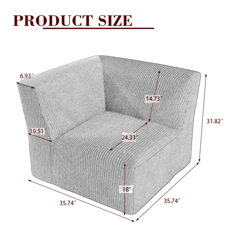 Camelle Corduroy Upholstered Corner Chair - Image 2