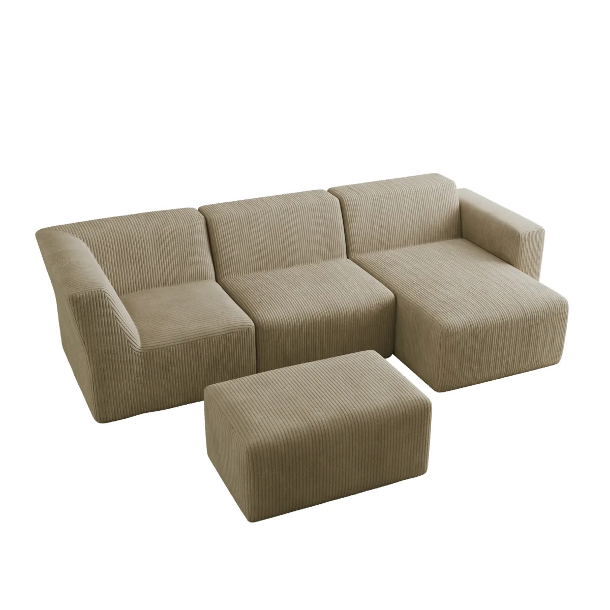 4 - Piece Corduroy Sectional - Image 3