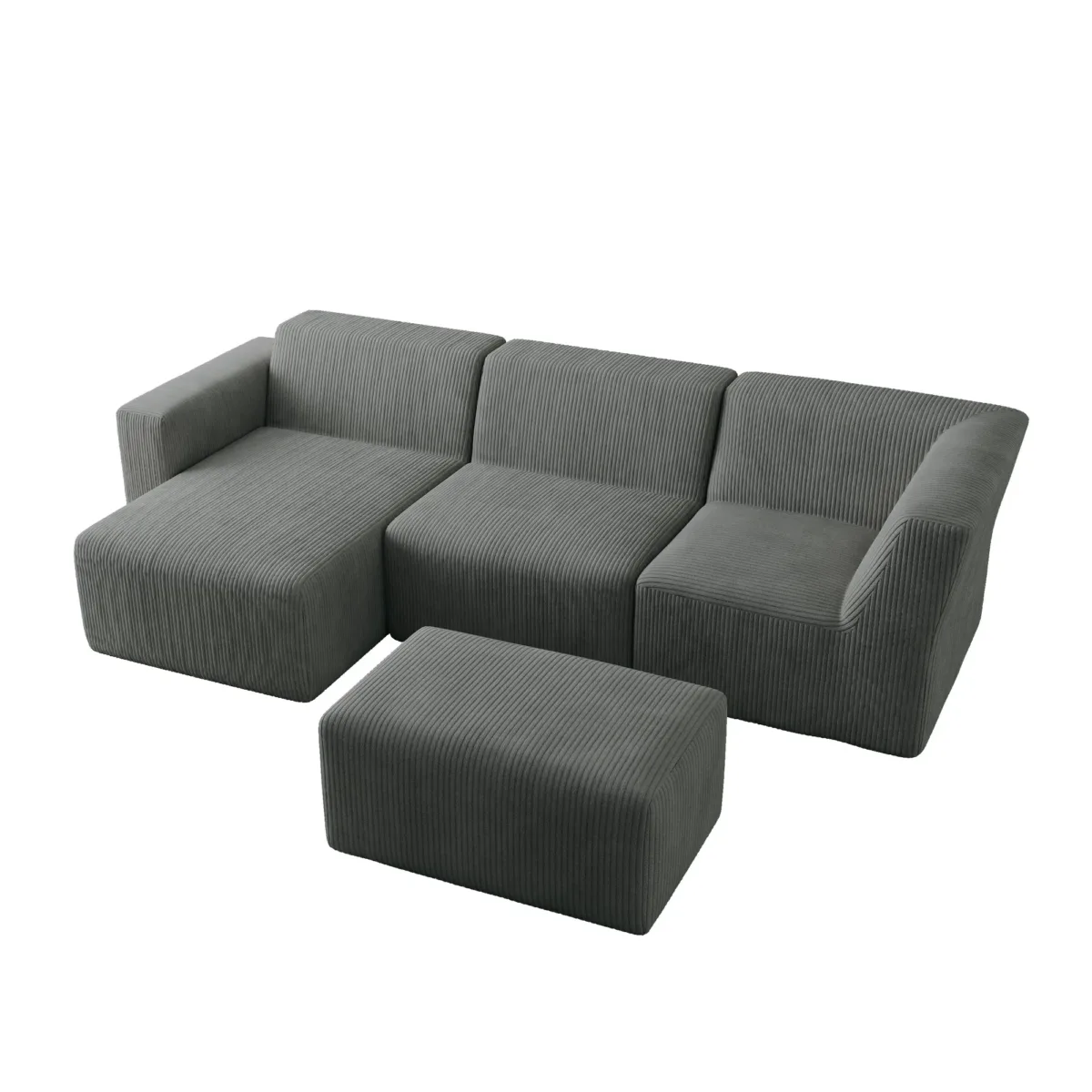 4 - Piece Corduroy Sectional - Image 3