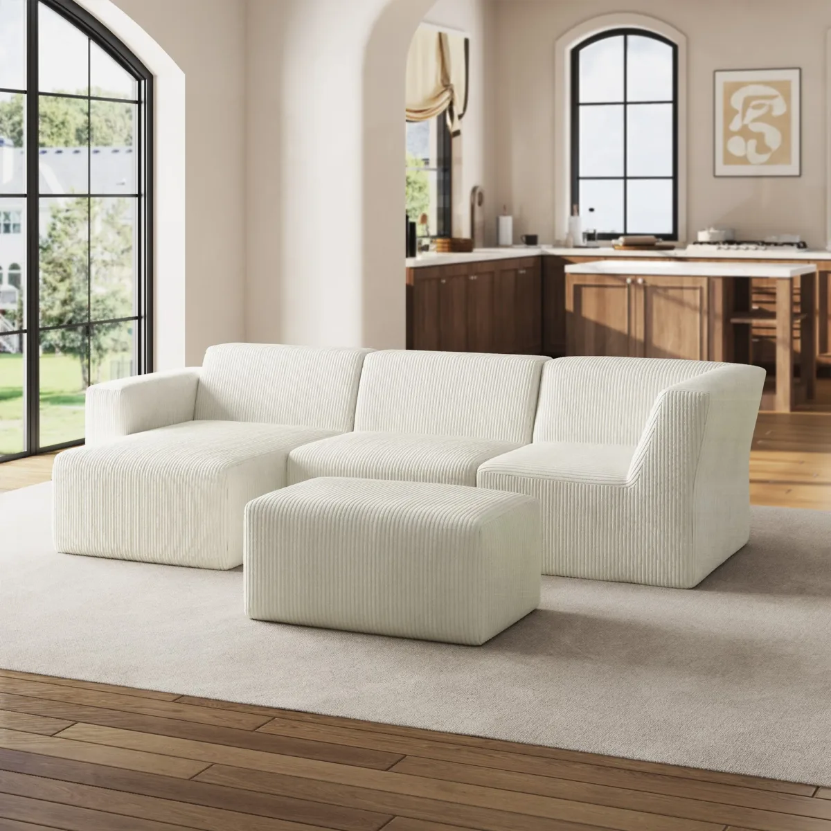 4 - Piece Corduroy Sectional - Image 9