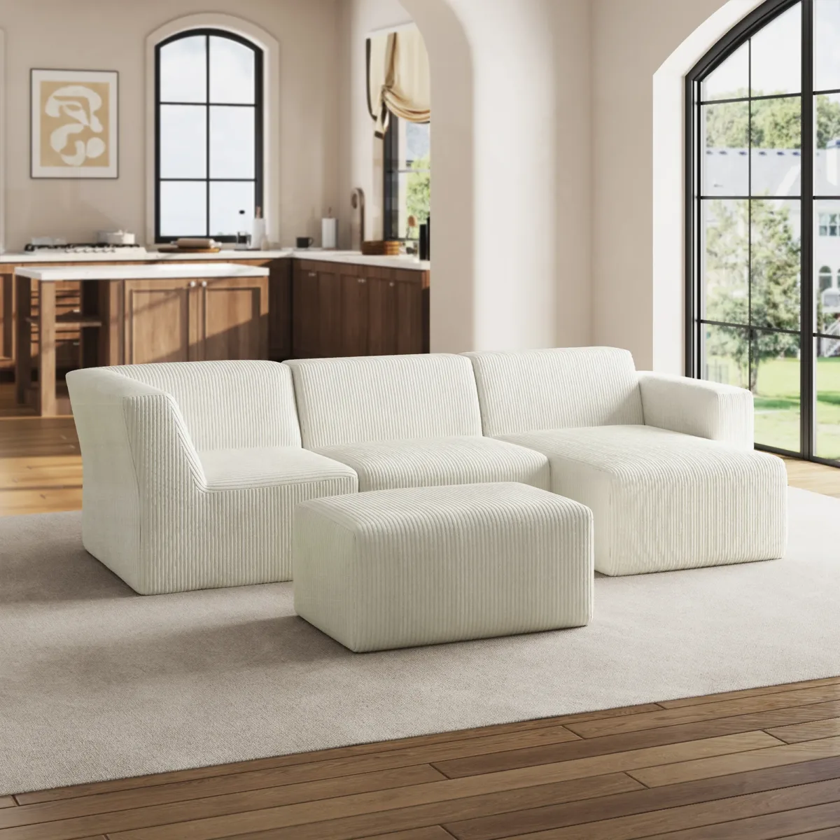 4 - Piece Corduroy Sectional - Image 9