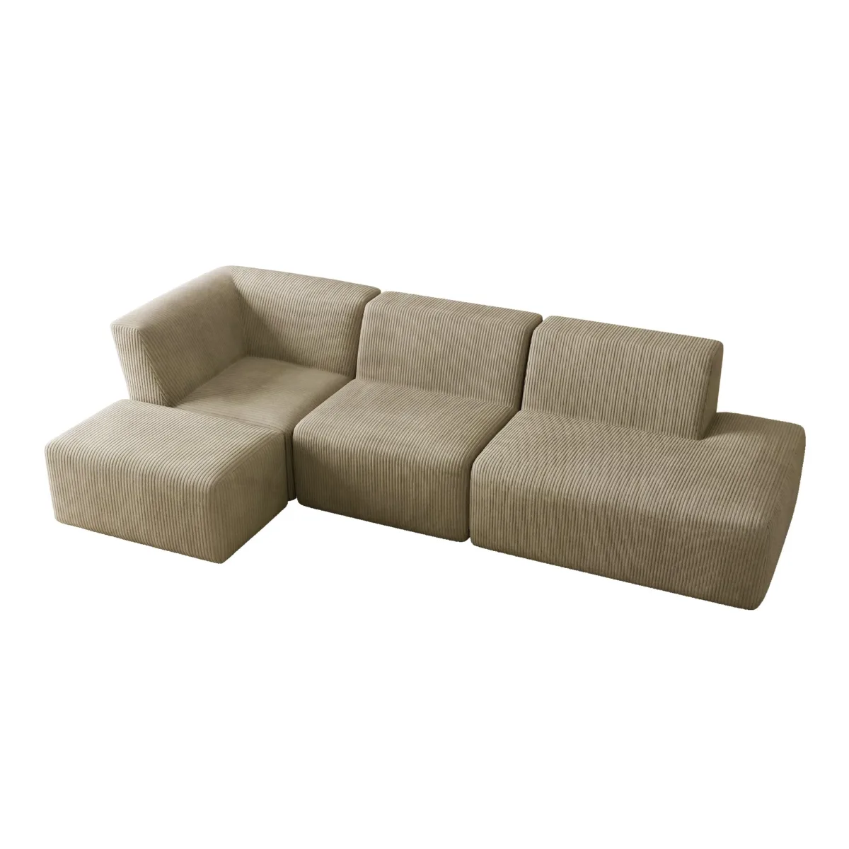 4 Pieces  Corduroy Sectional - Image 2