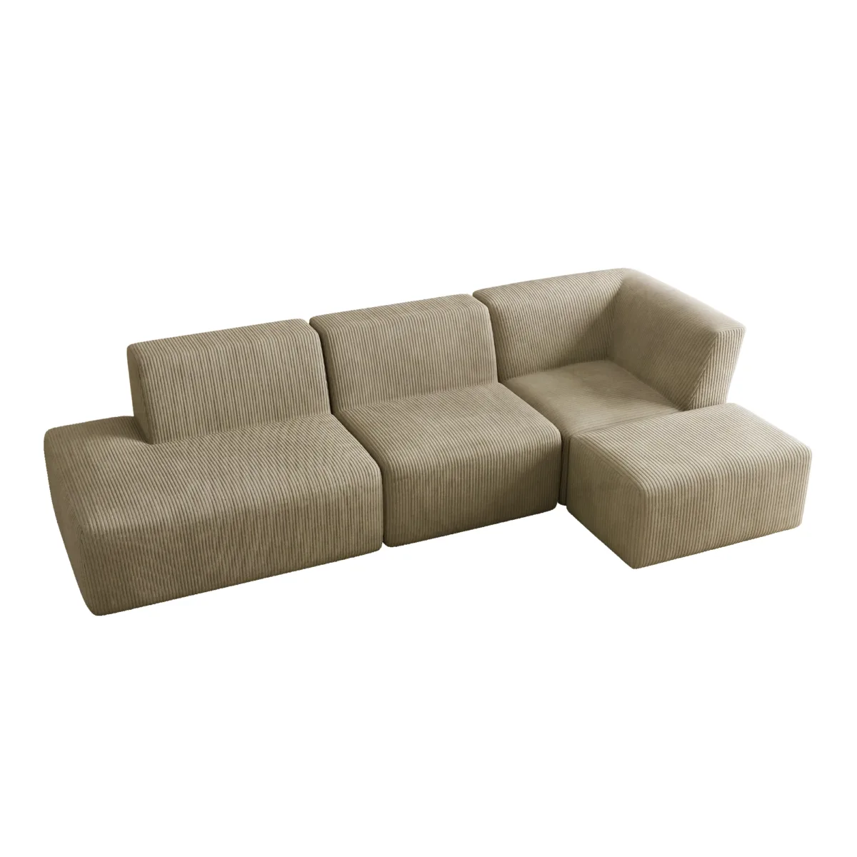 Camelle 4-Piece Corduroy Sectional Sofa with Right Chaise Module - Image 2