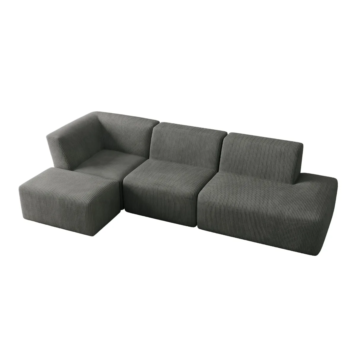 4 Pieces  Corduroy Sectional - Image 3