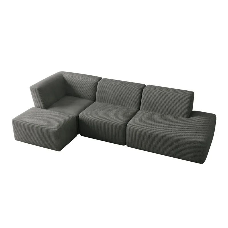 4 Pieces  Corduroy Sectional - Image 3