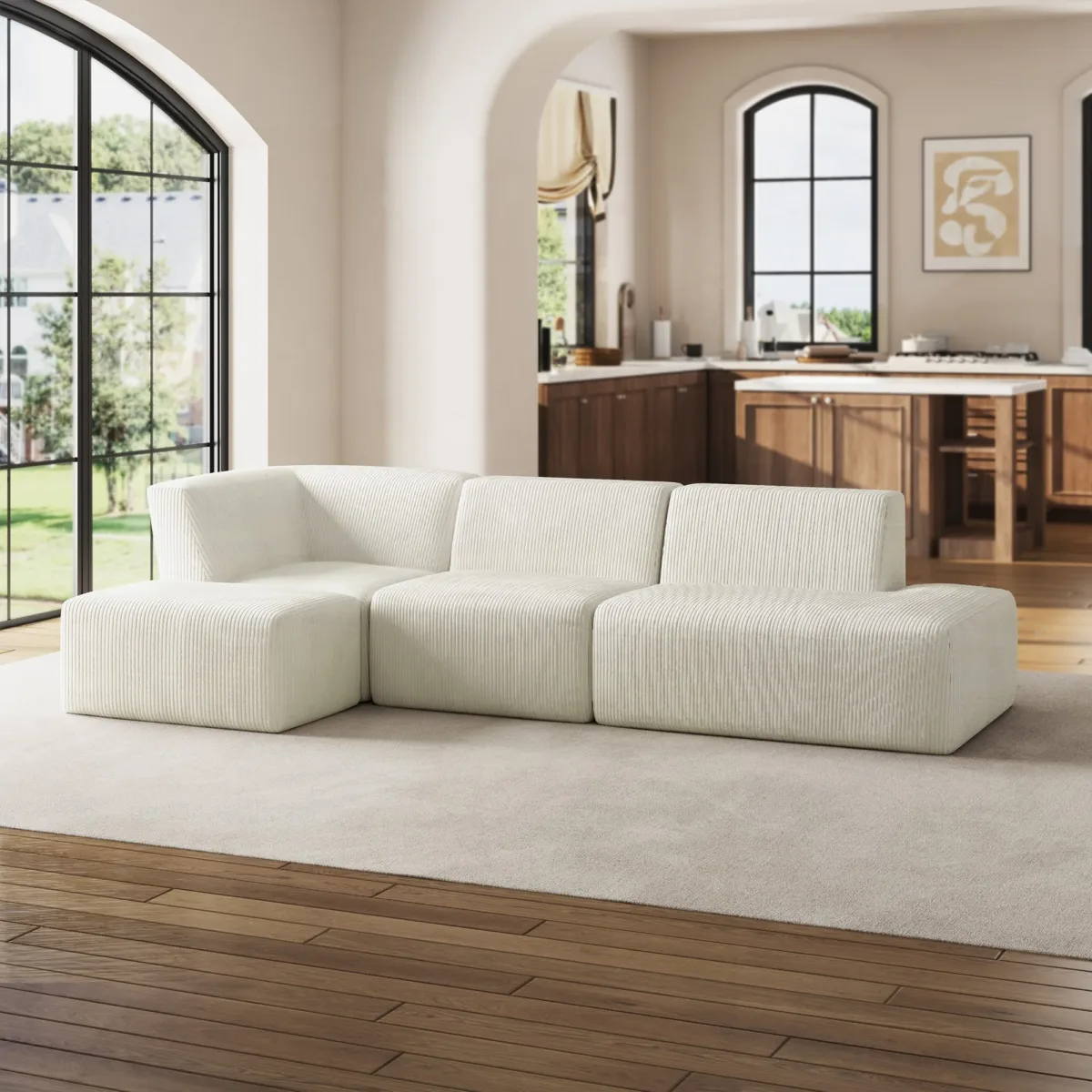 4 Pieces  Corduroy Sectional - Image 8